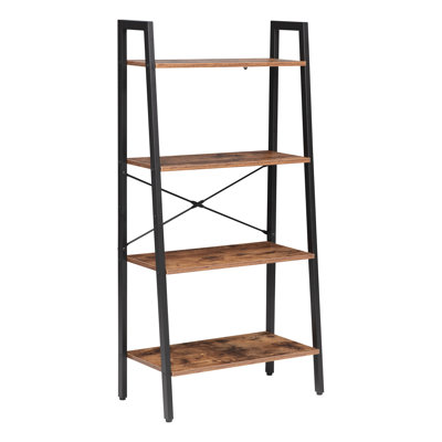  Industrial 4-tier Bookshelf, Freestanding Rustic Display Bookcase Storage Rack Shelf Plant Stand For Living Room Home Office
