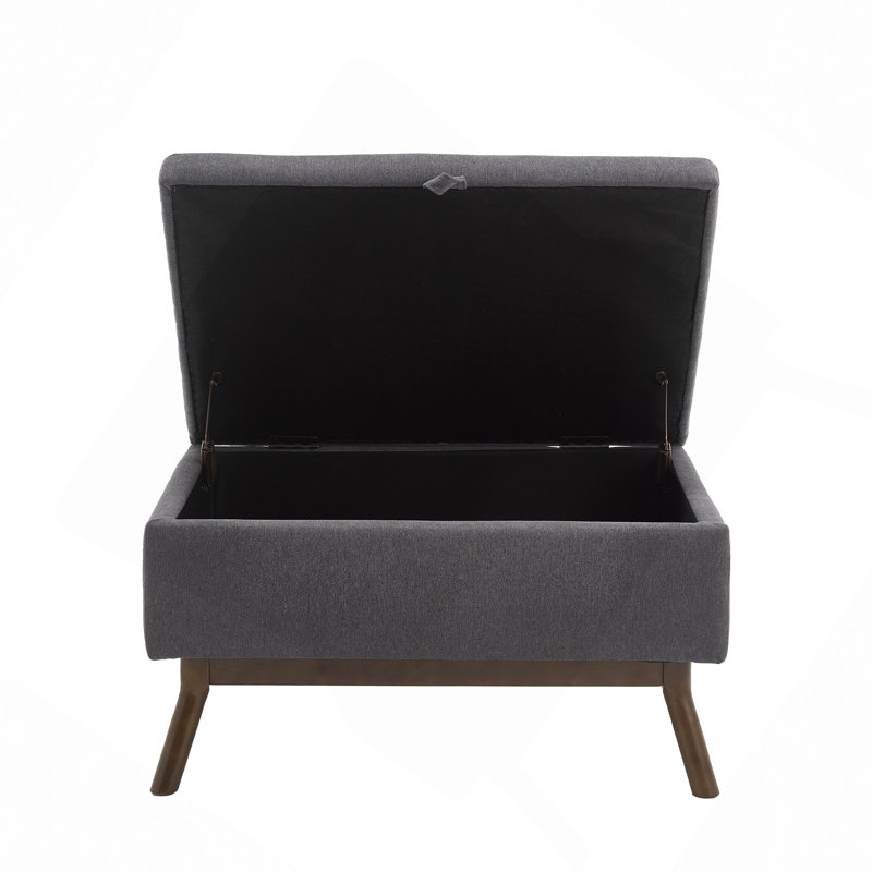 Storage Coffee Table,Ottoman, Dark Gray Linen