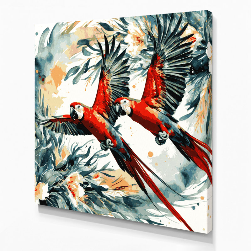 Oiseaux, art mural sur toile blanche, H 32 po x l 32 po