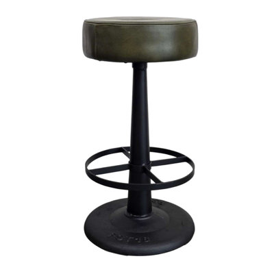 Gevy Counter Height Stool, Round Leather Seat With Iron Base
