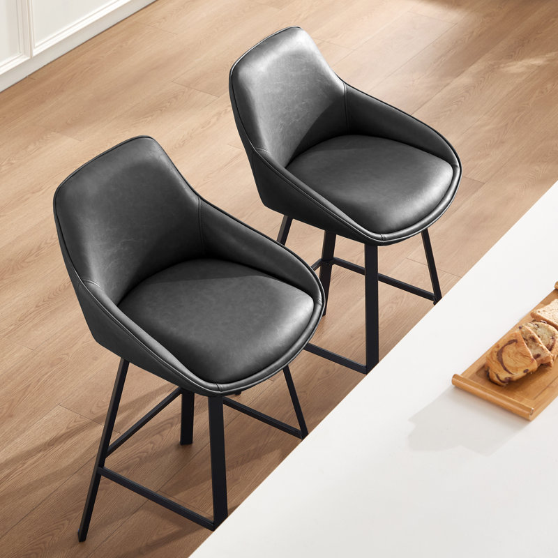 Tabouret de comptoir pivotant de 25,6 po Janayshia, Gris foncé, 2
