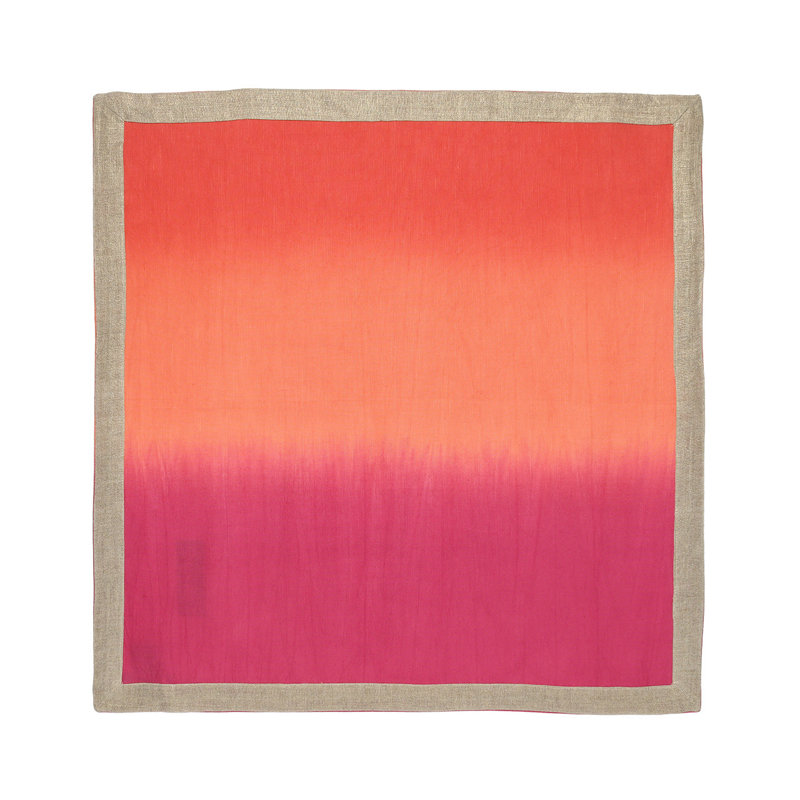 Dip Dye Linen Napkin, Fuchsia/Orange