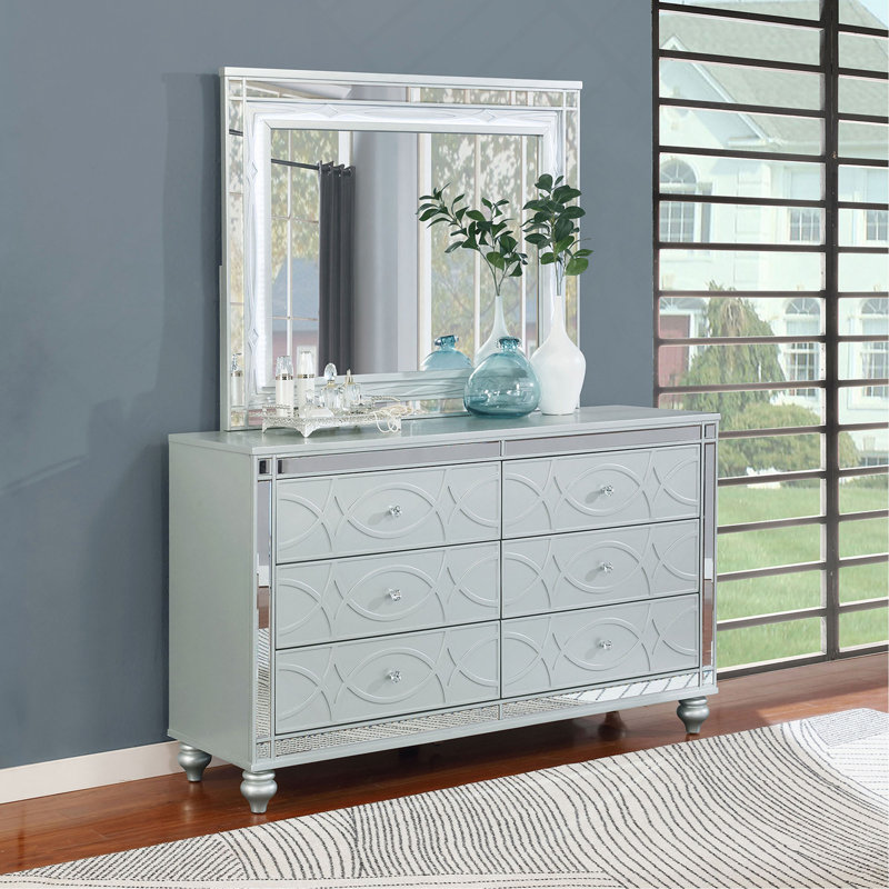 Commode 6 tiroirs avec miroir Metallic