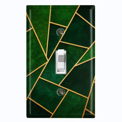 Metal Light Switch Plate Cover; US Standard Size 1 Gang Toggle - Green Tile Pattern