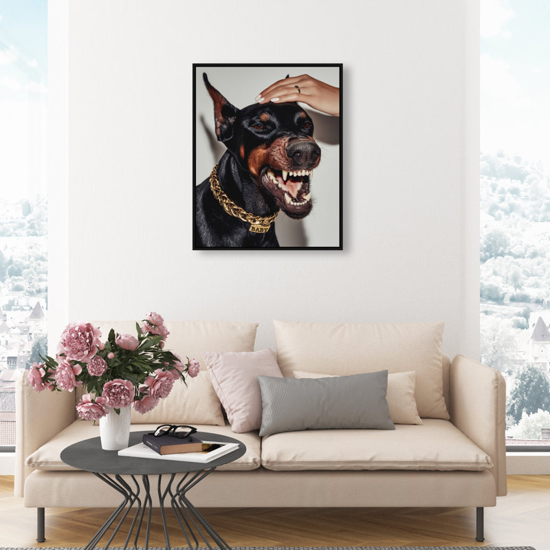 Baby Doberman Print by Oliver Gal, 25" H x 21" W, Black Floater Frame