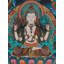 Art mural bouddhiste Kharchari peint à la main - peinture traditionnelle de Thangka tibétaine de 28 po avec décorations en or 24 carats pour la salle de méditation et la décoration spirituelle