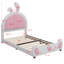 Lit plateforme tapissier avec tête de lit en forme de lapin-1376939760