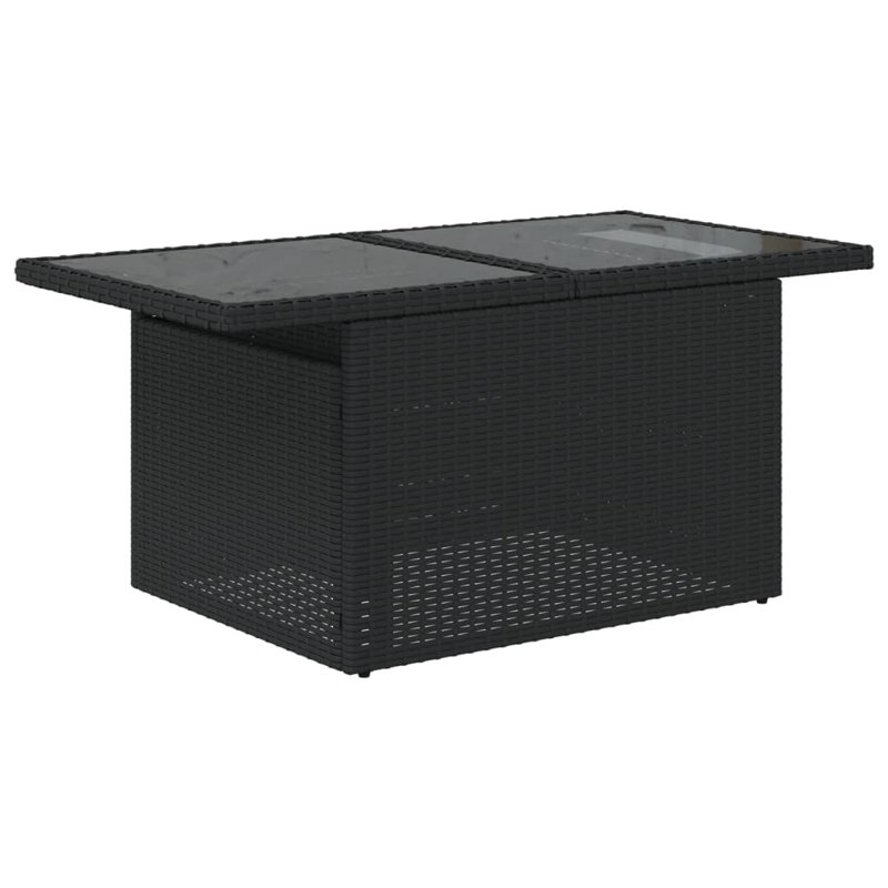 Pirley Rectangular Outdoor Patio Table - 100 cm W 55 cm D, Glass, Black