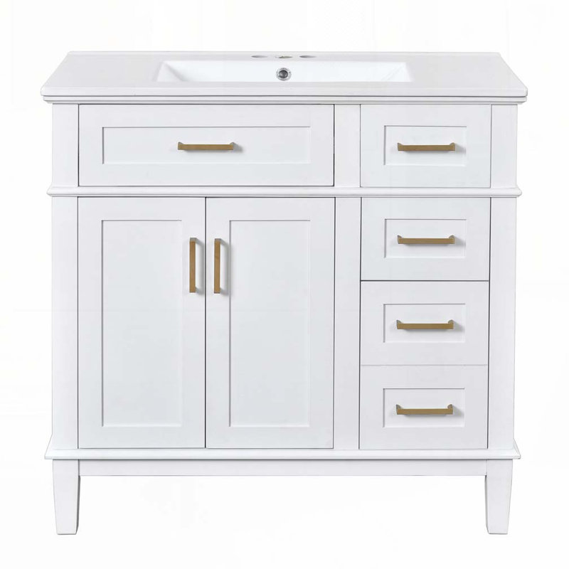 Meuble-lavabo 36 po avec lavabo en céramique, Blanc