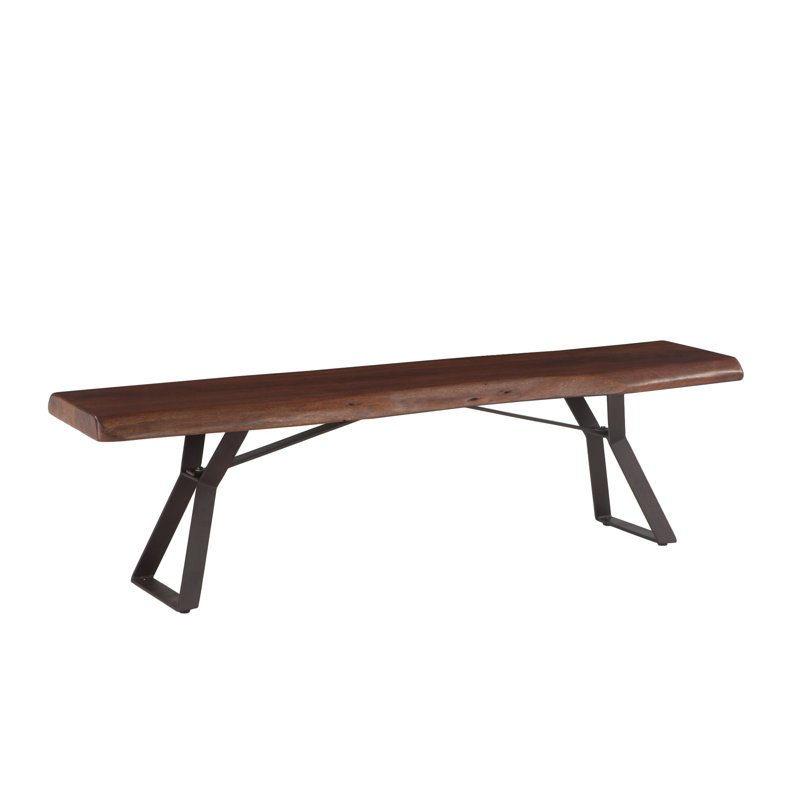 London Loft Solid Wood Dining Bench, Walnut/Antique Zinc, 18.5" H x 90" W x 18" D