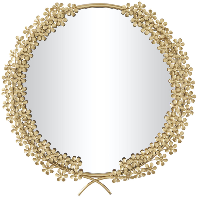 Gold Metal Floral 3D Room Wall Mirror