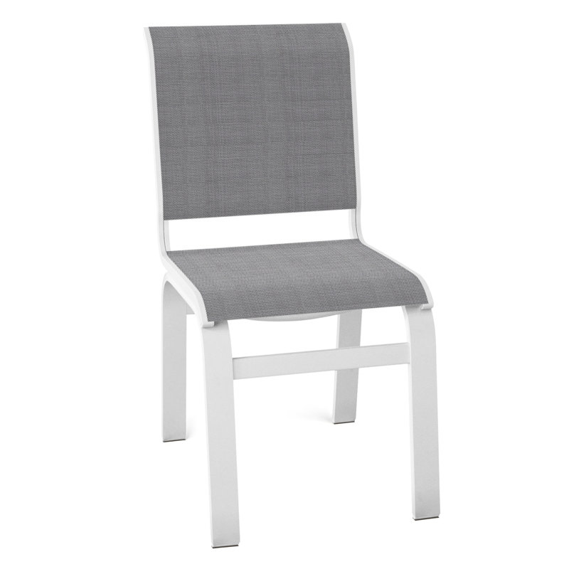 Chaise d'appoint de salle à manger Hiraku, Titane Sunbrella®, Blanc texturé