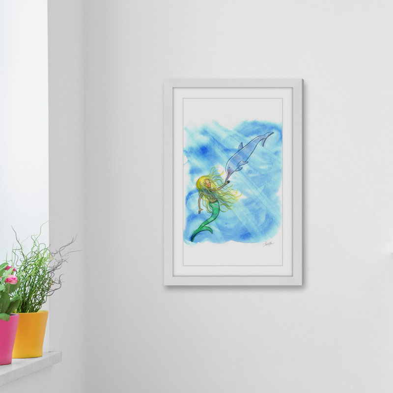 « sirène dolphin' » par phyllis harris, reproduction d’art encadrée, H 24 po x l 16 po x P 1,5 po