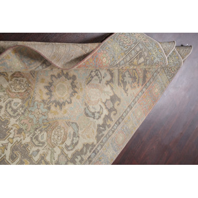 One-of-a-Kind Hand-Knotted New Age 4' x 7'5" Wool Area Rug in Gray/Beige