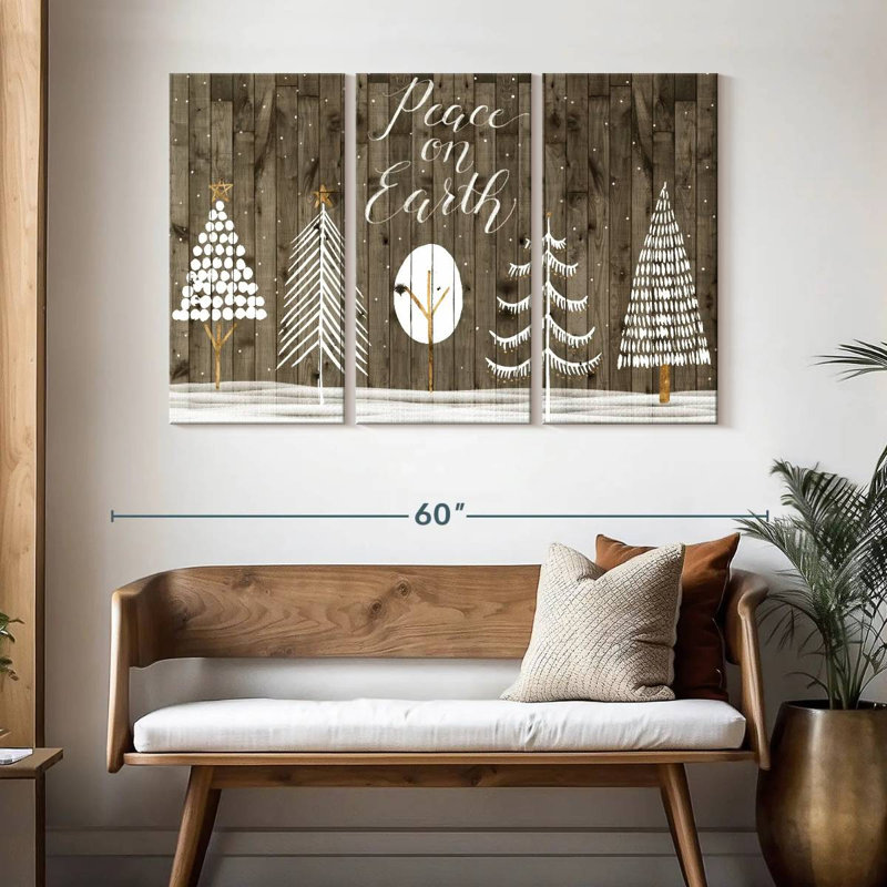 Lelend Wooded White Christmas Collection A, H 32 po x l 50 po