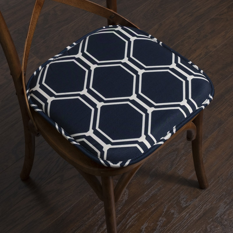 Mirage Hexagonal Memory Foam No Slip Back 16" x 16" Chair Pad Cushion, 6-Pack, Navy/White