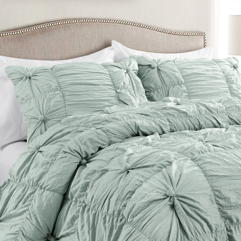 Bella 100% Cotton Modern & Contemporary 3 Piece Comforter Set, Full/Queen Comforter + 2 Shams, Blue