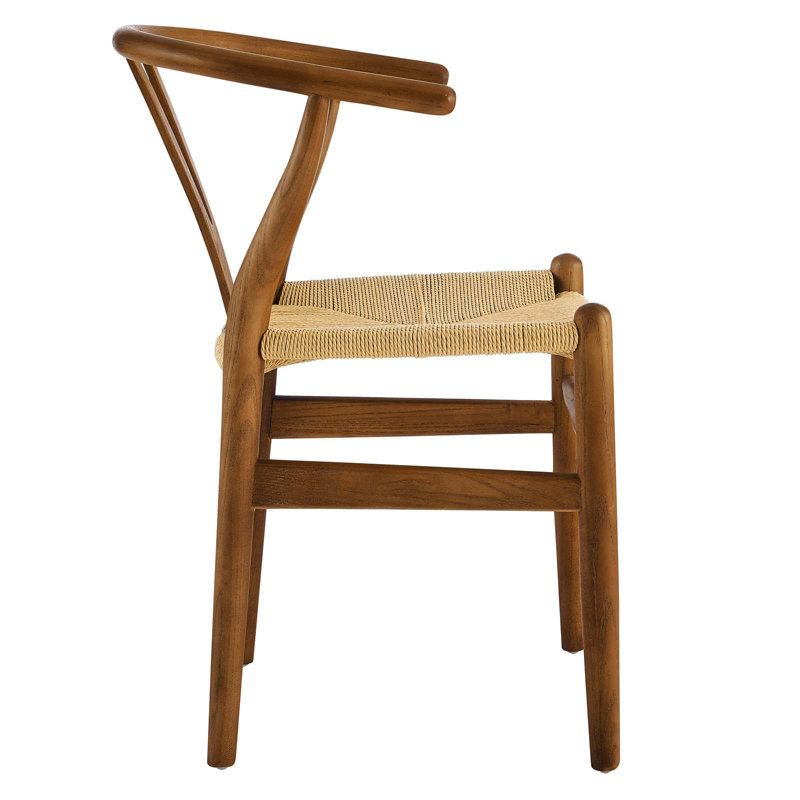 Walnut Wishbone Arm Chair with Paper Rope Seat