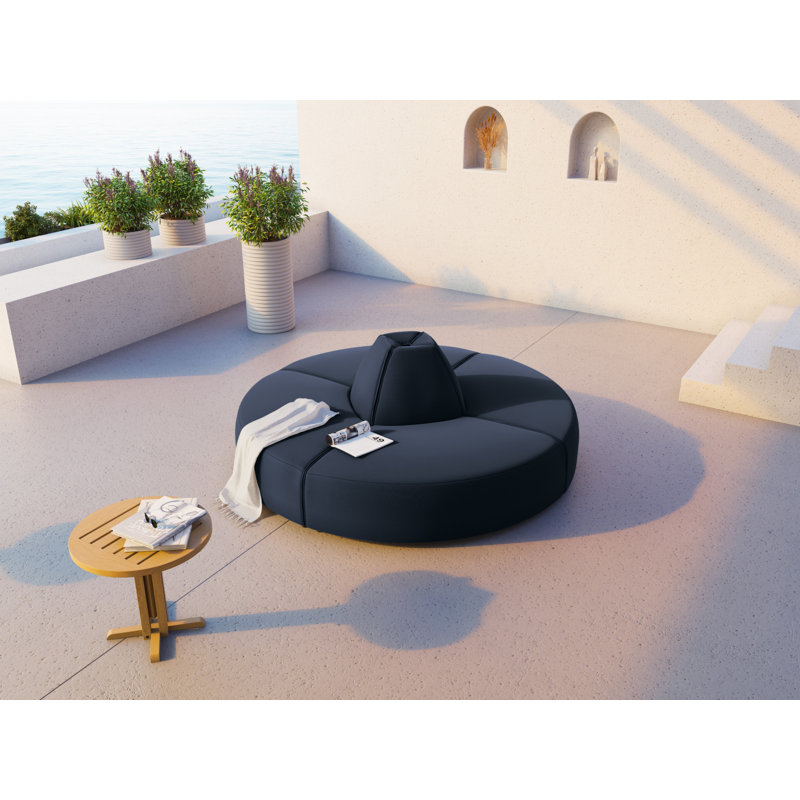 210cm Wide Wood Patio Sofa with Cushions, Dark Blue