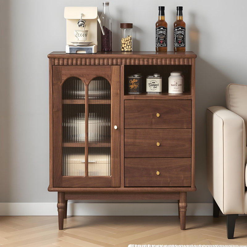 Commode d'appoint rétro avec rangement multifonctionnel, H 35,43 po x l 27,55 po x P 15,74 po