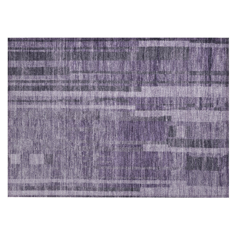 Purple Striped Synthetic Washable Indoor/Outdoor Rug 30" x 20"