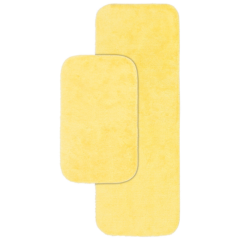 Mccluney Traditional Nylon 2 Piece Bath Rug Set with Non-Slip Backing, Yellow