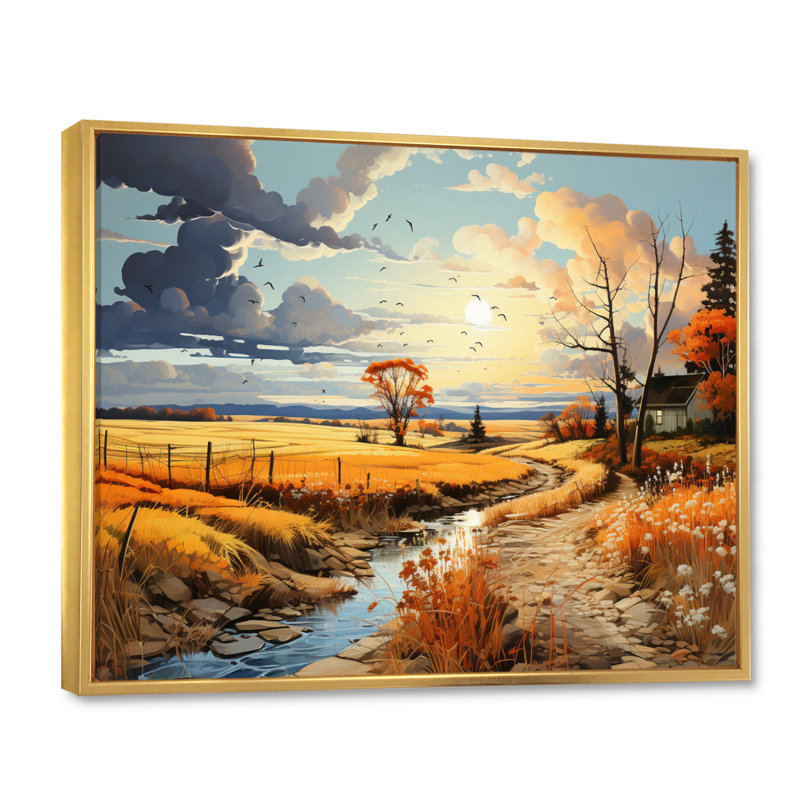 Ciel de tranquillité III sur toile, H 12 po x l 20 po x P 1 po, Cadre flottant doré