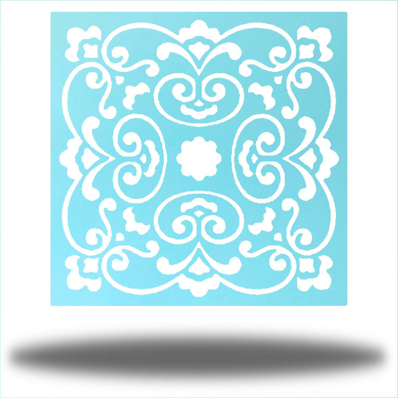Traditional Plants & Flowers Wall Decor on Metal, Sky Blue, 36" H x 36" W x 0.06" D