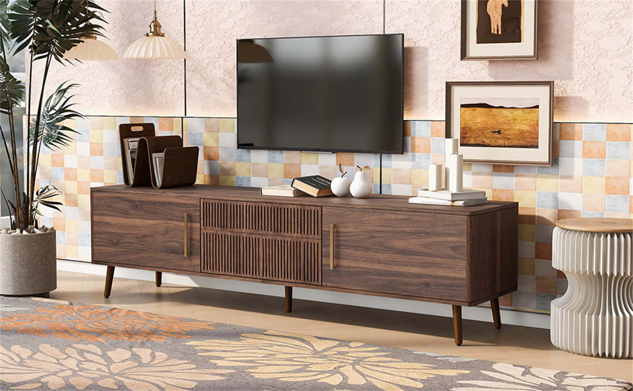 Gigantic Rectangular Tv Ivy Bronx Modern, Minimalist Rectangle Extendable TV Stand, TV Cabinet ...
