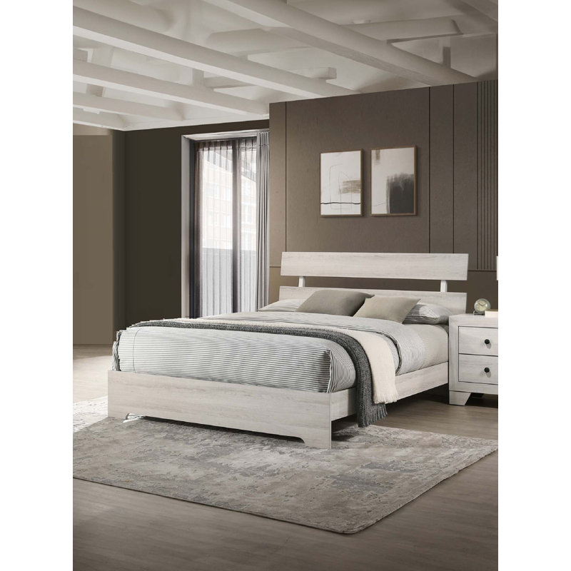 Cadre de lit à profil bas 1pc, Blanc délavé, Grand