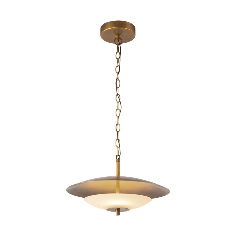 Prescott 1 - Light LED Pendant, Vintage Brass/Opal Matte Glass