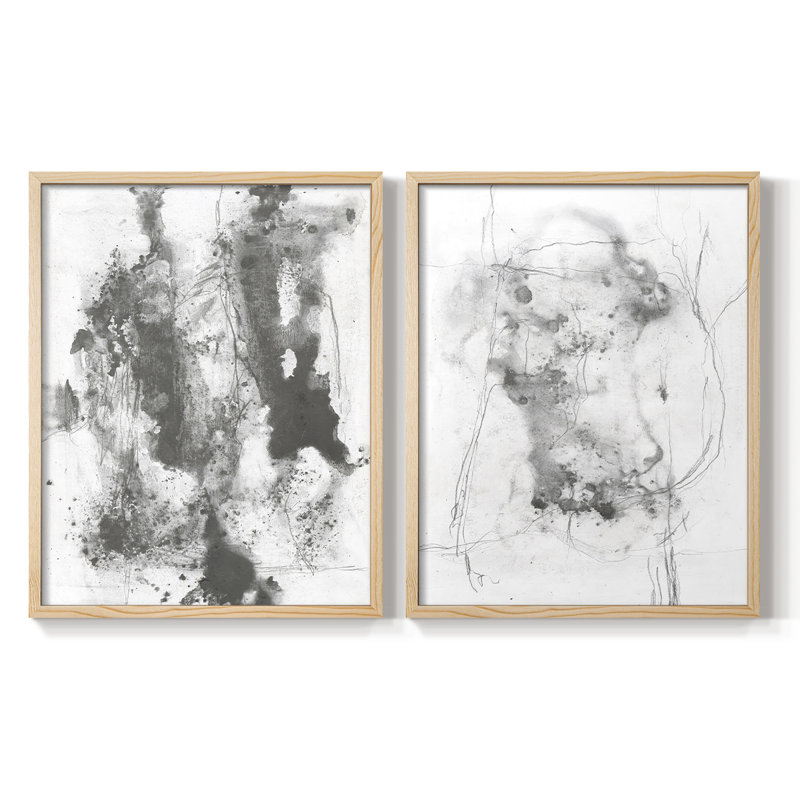 Graphite Abstract III - reproduction encadrée de qualité supérieure - prête à être accrochée - aucun clou requis - aucun clou requis