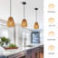  Luminaire suspendu en rotin 3 lumières tissé à la main pour îlot de cuisine, salle à manger ou salon