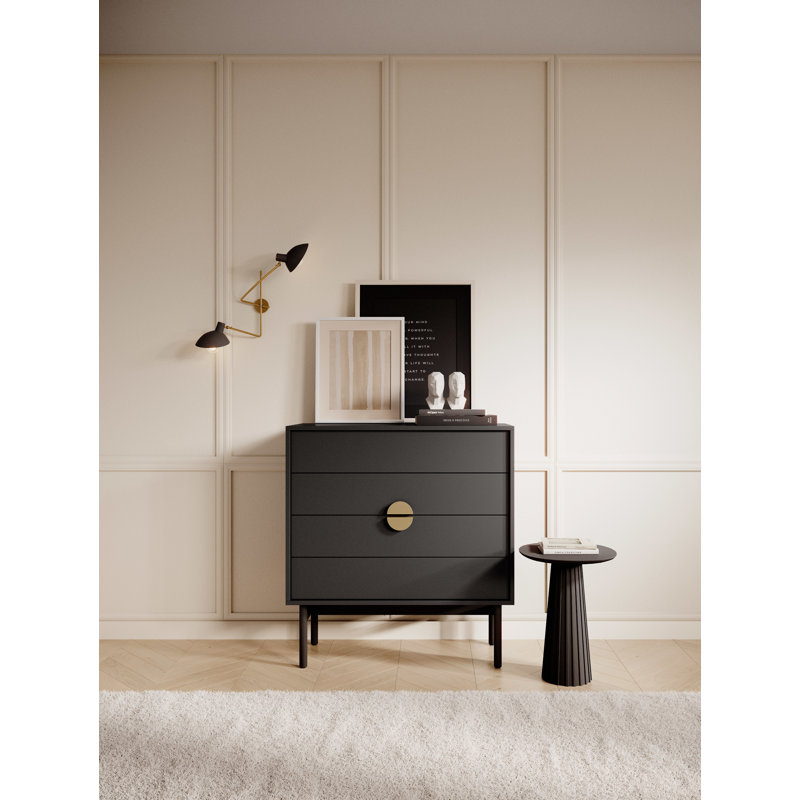 Anvitha 85.5cm W 4 - Drawer Chest of Drawers, Black