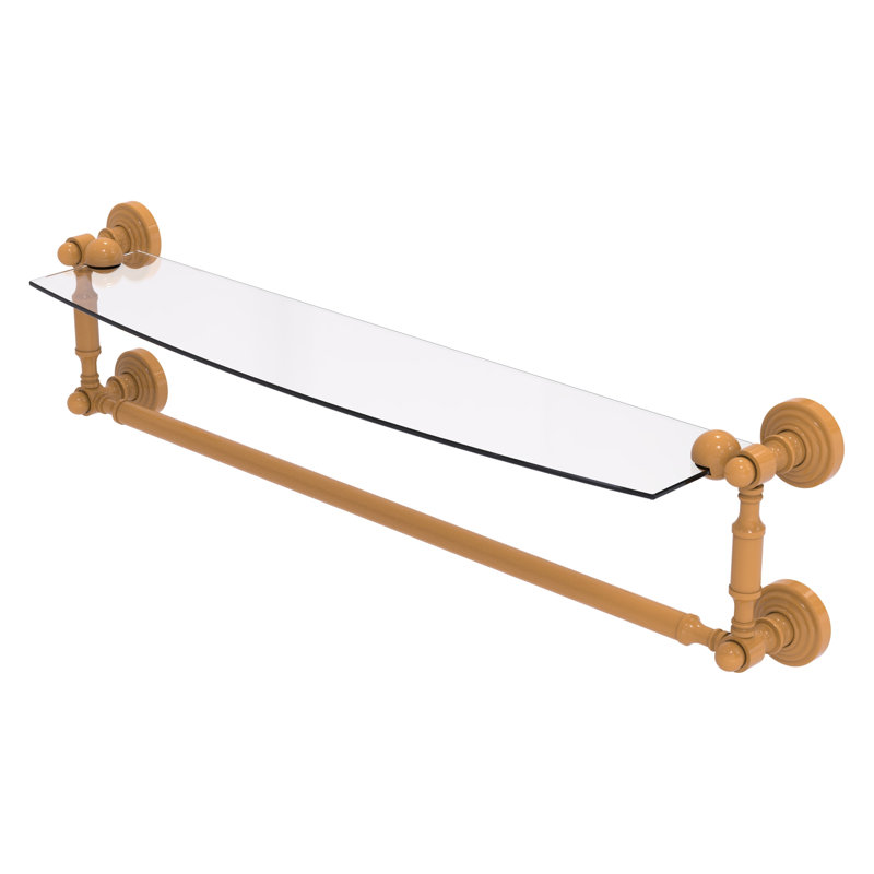 Waverly Place Floating Shelf with Towel Bar, H 5 po x l 24 po x P 5 po, Jaune doré