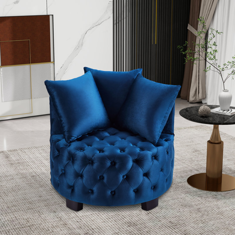Chaise pivotante rembourrée et capitonnée, Marine