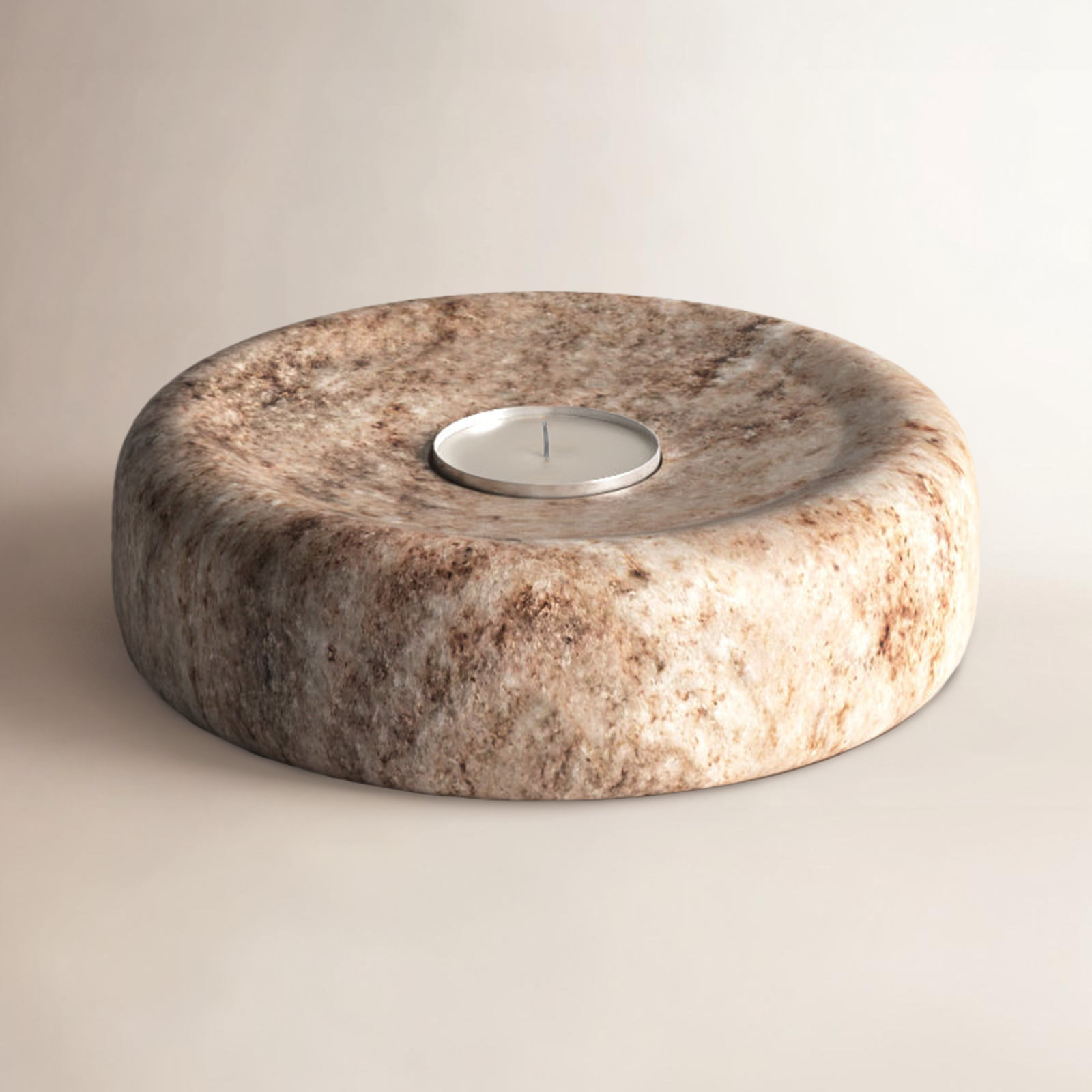 Tellis Genuine Marble Tealight Holder, 1.5" H x 5" W x 5" D