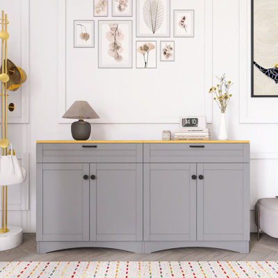 Versatile Wood Grain Sideboard With Adjustable Shelves
