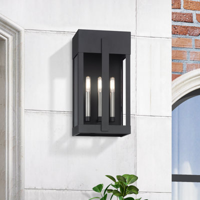 2 Light Antique Brass Large Outdoor Wall Lantern With Clear Glass