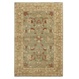 Hand Knotted Wool Area Rug in Pistachio And Gold