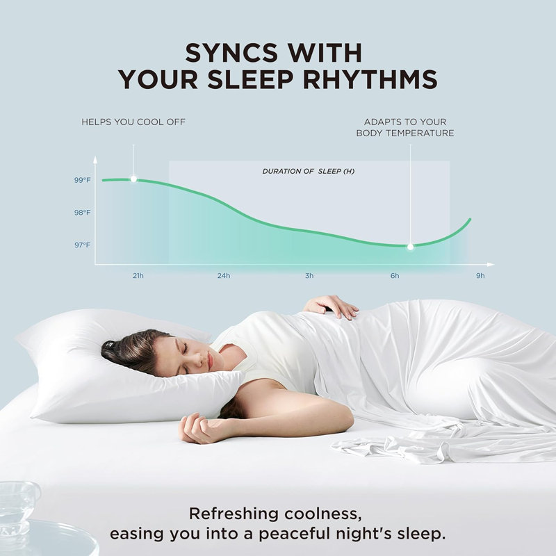 Bedsure Cooling Sheets with Deep Pocket Up to 17.5", White, King Sheet Set with 2 Pillowcases