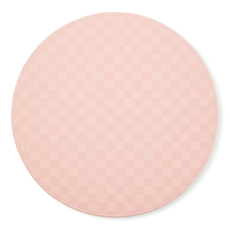 Black Check Faux Leather Placemat, Pink