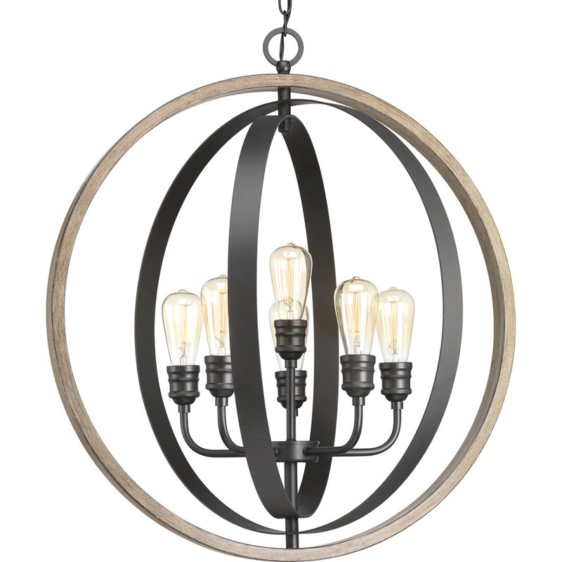 Lustre sphérique unique à 6 lumières Mccurley, Graphite