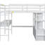 Lit mezzanine avec bureau intégré et rangement, blanc