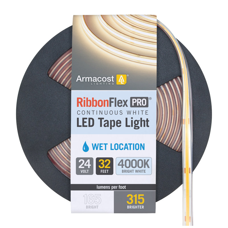 Ruban d'extérieur à DEL RibbonFlex Pro 24 V, 4 000 K, 315 lumens / pi, IP67, 10 M, 32,8 pi, 4000K