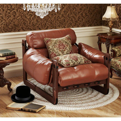Oil - Wax Leather Recliner For Living Room