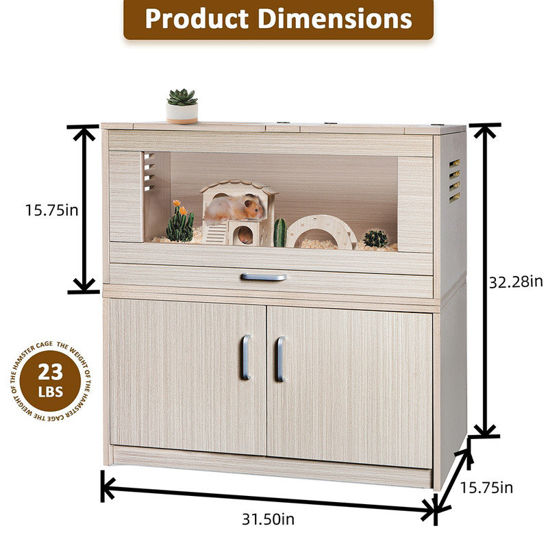 Germano Weather Resistant Small Animal Cage, Light Wood