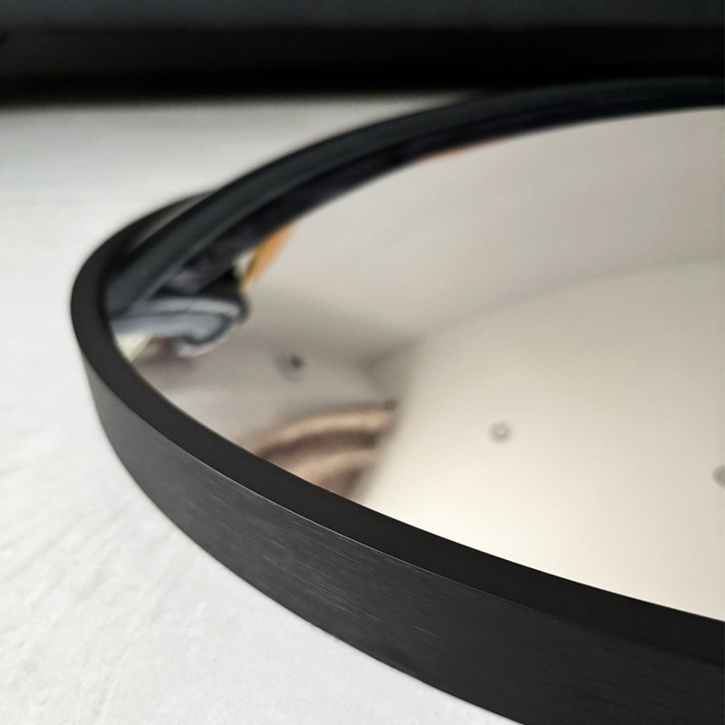 Aluminium Round Mirror, Black