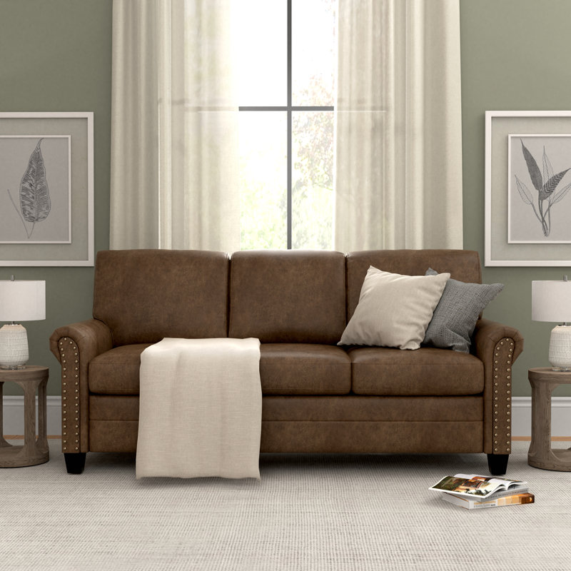 Annmaria Upholstered 76'' Sofa, Light Brown 100% Polyester