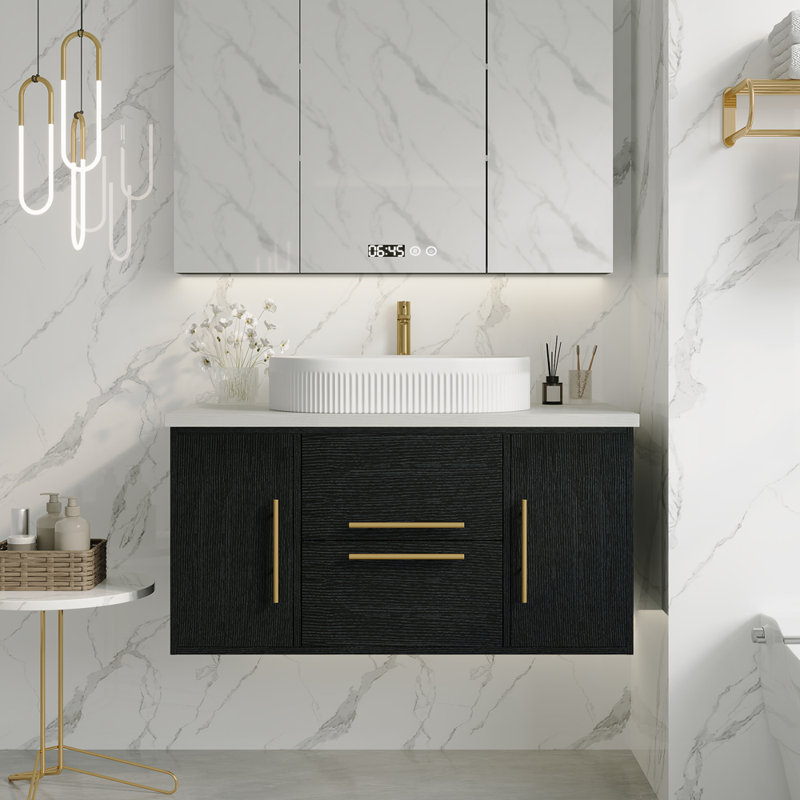 Meuble-lavabo suspendu moderne avec lavabo